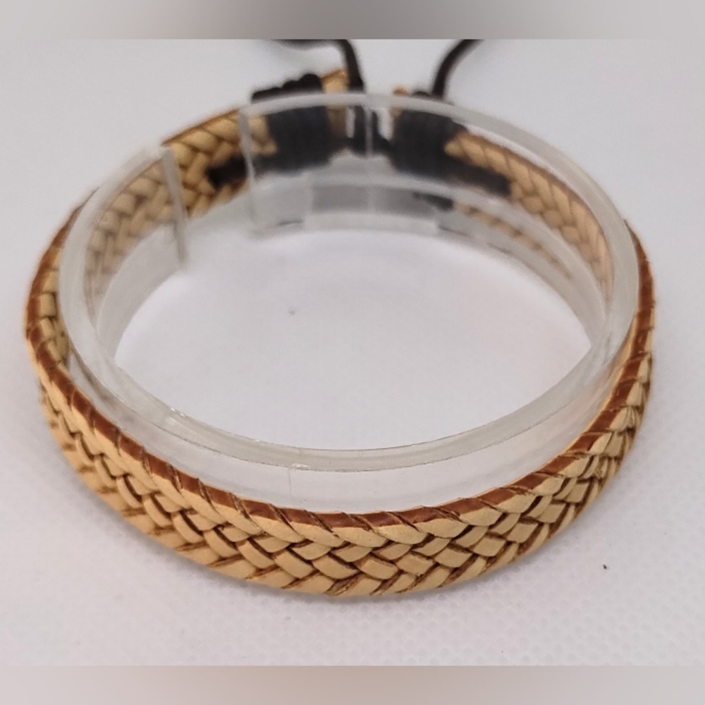 Men's Bracelet Leather Braided Brown‎ New f59